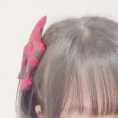 赤と黒のチェック柄リボンヘアピン