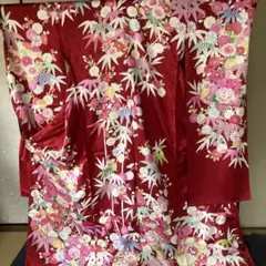 振り袖 フルセット 正絹 茶紫 地紋 重ね衿 振袖 刺繍 - メルカリ