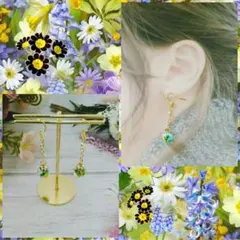 ハンドメイド  かすみ草  ピアス ゴールド