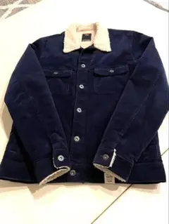 【美品】ネイビー ボア襟付きジャケット