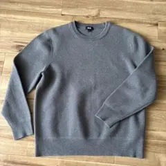 ユニクロ　ウォッシャブルストレッチミラノリブクルーネックセーター L グレー