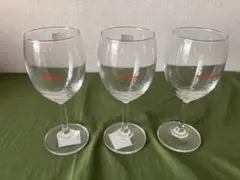 【昭和レトロ】最終値下げ❗️ワイングラス 3個セット 赤色ロゴ