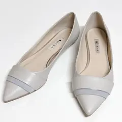 『極美品』DIANA フラットパンプス ポインテッドトゥ グレー 24.5cm
