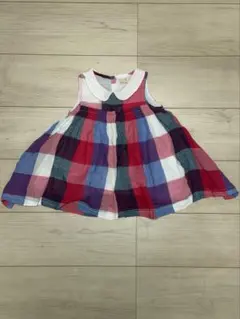 プティマイン チェック柄ノースリーブワンピース