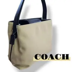 COACH☆コーチ ナイロン×レザー ハンドバッグ ベージュ c-005
