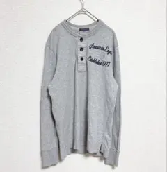 American Eagle ヘンリーネックシャツ 長袖 メンズ ロゴ刺繍のサムネイル