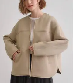 新品 ダンボールジャージパイピングブルゾンアウター grove ワールド