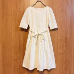 【anatelier】アナトリエ　ロングワンピース　総レース　オフホワイト　S