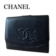 シャネル CHANEL 二つ折り財布 小銭入れ カード入れ 黒 キャビアスキンのサムネイル