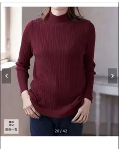 ベルーナ　洗える！裏ベロアあったかセーター　Ｌ　　ボルドー