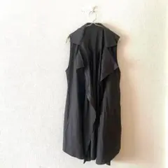 ☆【Kadokina】ジレ Ａライン タックデザイン ボタンレス ポケット有 L
