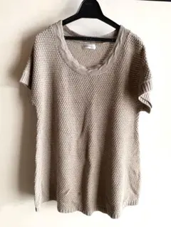 GIVORS ニットセータートップス 半袖 サマーニット ベージュ 上品綺麗め①
