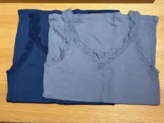 UNIQLO 2WAYリブレースタンクトップ　ライトブルー・ブルー L