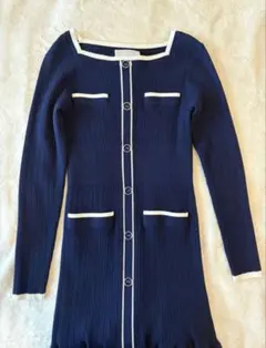 【美品】23AW セルフォード ニットワンピース マキシ丈 36 ネイビー