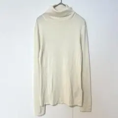 ユニクロ UNIQLO リブタートルネックニット 【L】ウール混 ホワイト