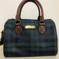 極美品 ポロラルフローレン ミニボストン ハンドバッグ タータンチェック 自立