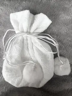 ꒰ 巾着 和装用バッグ 和装小物 ぽんぽん 白 レース ꒱
