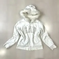 y2k 00s 平成ギャル　GAP ジップパーカー　ファー　ラメ　短丈