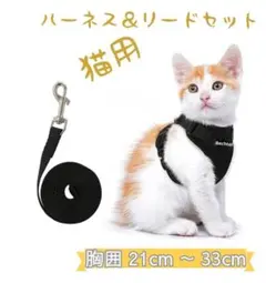ハーネスリードセット胴体抜けない猫用小型犬用XSサイズ黒ブラック.