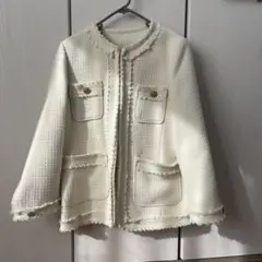 saison de papillon ノーカラーツイードジャケット