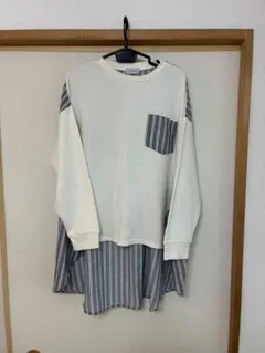 Denifits ストライプ切替 チュニック 長袖