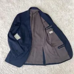 EDIFICE x ゼニア　テーラードジャケット　グレンチェック　ネイビー　L