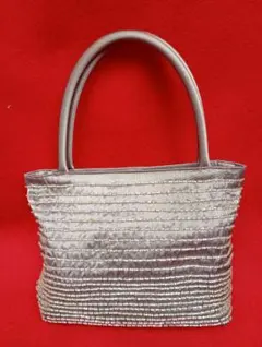 JIZZO CLASSICO シルバー サテンビーズ パーティーバッグ