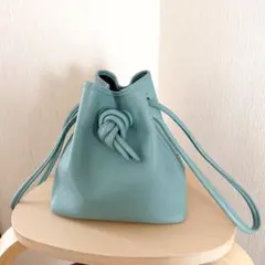 VASIC BOND MINI ターコイズ 水色レザー 巾着バッグ ショルダー