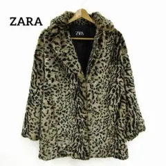 ZARA ザラ フェイク ファーコート レオパード 豹柄 アニマル S（M相当）のサムネイル
