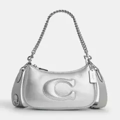 COACH テリ ショルダー バッグ シグネチャー キルティング シルバー