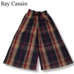 ワイドパンツ　チェック柄　マルチカラー　ウエストゴム　M　Ray Cassin