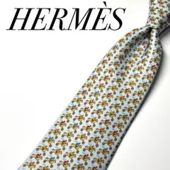 4124✨極美品✨エルメス ネクタイ 総柄 ウマ 木馬