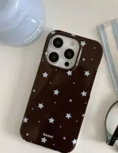 iPhone16 スマホケース 星 ブラウン ブルーのサムネイル