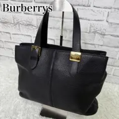✨超人気モデル✨Burberrys 本革 黒 レザー トートバッグ ノバチェック