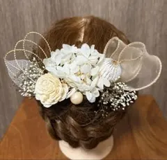 【SALE】髪飾り ドライフラワー 成人式 卒業式 結婚式 リボン H008