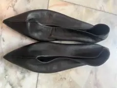 【新品】ZARA ソフトレザー ポインテッドトゥ フラットシューズ 38 本革