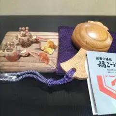 日本の伝統木製(打ち出の小槌 ) 置物セット