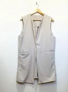 新品タグ付Workmanジレ ベスト L グレージュ ロング丈 オフィスきれいめ