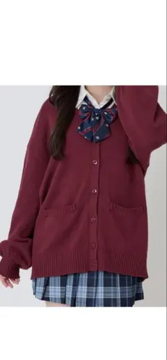 WEGO 【スクール】ニットカーディガン　レッドワイン