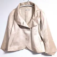 ヒロココシノ リネン混 デザインジャケット 38 ベージュ 大きな襟