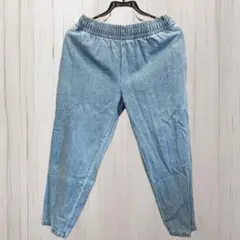 ライトブルー デニムパンツ ウエストゴム