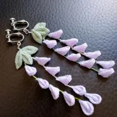 藤の花　つまみ細工　ちりめん　イヤリング　和風　浴衣　祭り　wisteriaのサムネイル