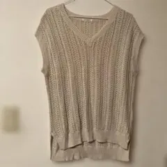 GLACIER ベージュ Vネック ニットベスト M クリーム色 ホワイト