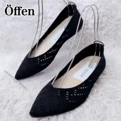 Offen ポインテッドトゥ フラットシューズ ブラック - メルカリ