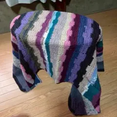 ブランケット　膝掛け　マルチカバー　ハンドメイド　手編み　毛糸