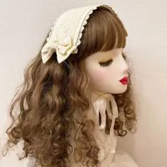 Innocent world アイボリー リボン付き 耳あて　ヘッドドレス Innocent World｜ボンネット・ヘッドドレス