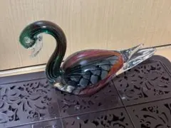 ヴィンテージ ガラス 白鳥 オブジェ イタリア購入 ピンク×乳白 置物