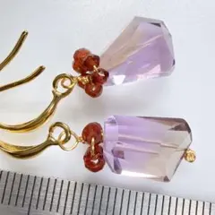 14KGF＊キラキラ✨美しいアメトリンとガーネットのピアスi96