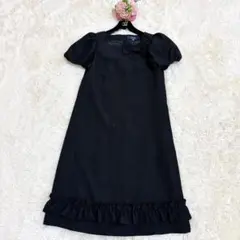 2025年モデル☆M'S GRACY ジャガード ワンピース パフスリーブリボン