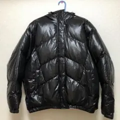 GU フード付き黒フェイクダウンジャケット M